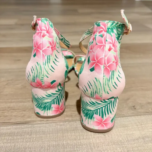 Comfortview The Orly Sandal block‎ heel floral Green Leaf pink size 10 - Image 3