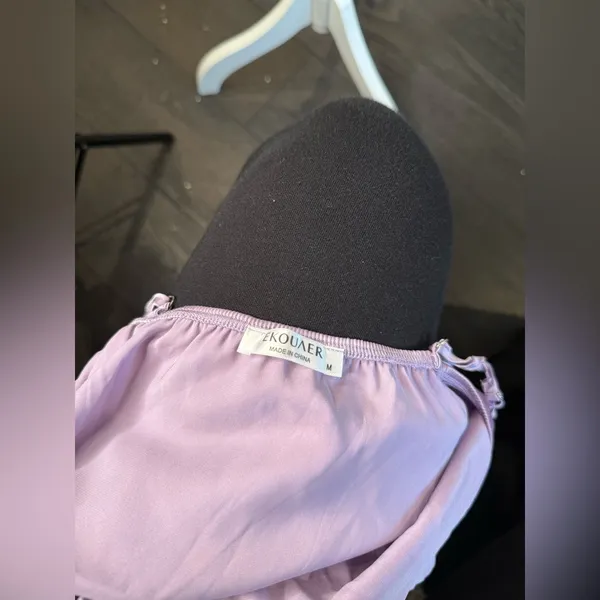 Lavender Spaghetti Strap Satin Sleep Top Purple Size M - Image 4