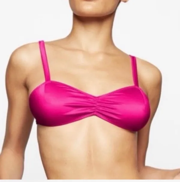SKIMS Woven Shine Tie Back Bralette in Raspberry - Image 2