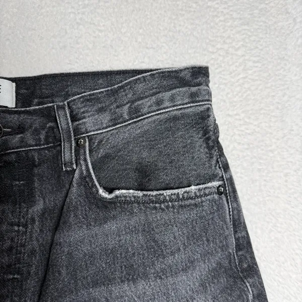 Agolde Womens Dame Jeans Size 29 Wide Leg Button Fly Ditch Black Cuffed - Image 4