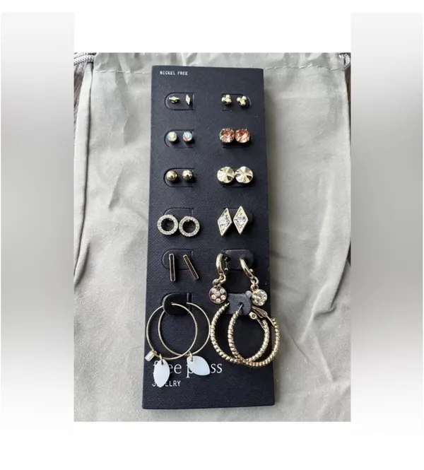 NWT Free Press Set of Earrings, 12 Sets, Golden Variety, Nickel Free - Image 2