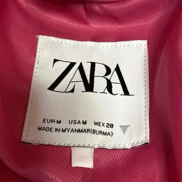 Zara Women's Pink One Button Notch Collar Long Sleeve Blazer Coat Jacket Size M - Image 3