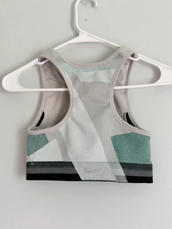 Nike Dri-FIT Seamless Racerback Sports Bra Gray Green Size M - Image 3