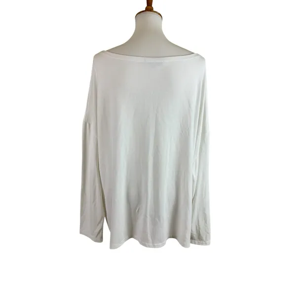 AllSaints White‎ Rita Off Shoulder Long Sleeve Tee Minimalist Oversized Large - Image 2