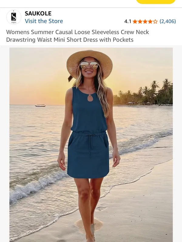 Sleeveless blue Drawstring‎ Waist Maxi Dress - Image 2