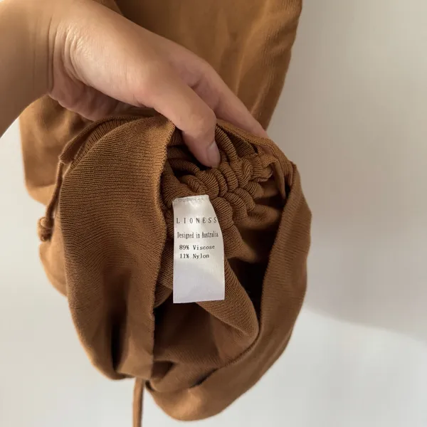Lioness x Revolve Military Minds Brown Tan Ruched Mini Dress NWT Size XS - Image 6