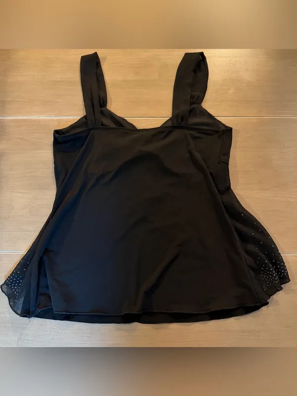 Vintage Y2K IZ Byer California Black Rhinestone Party Tank Top Large USA - Image 2