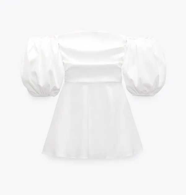 ZARA dress mini off shoulder Puff Sleeve Voluminous boho summer sundress - Image 4