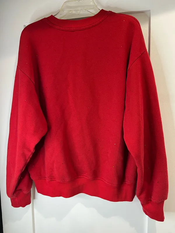 Victoria's Secret red crewneck sweatshirt with small white speckles, size S - Image 2