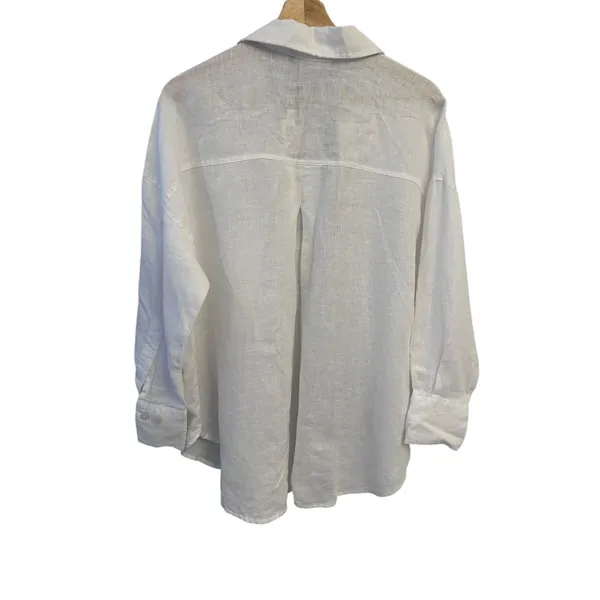 ZARA White 100%Linen women's Long Sleeve Button Down Shirt Small NWT 8372/034 - Image 4