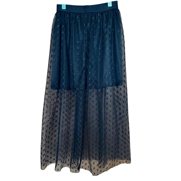 ASTR Sheer Mesh Polka Dot Tulle Maxi Skirt Small Layered‎ Whimsigoth Dark Fairy - Image 5