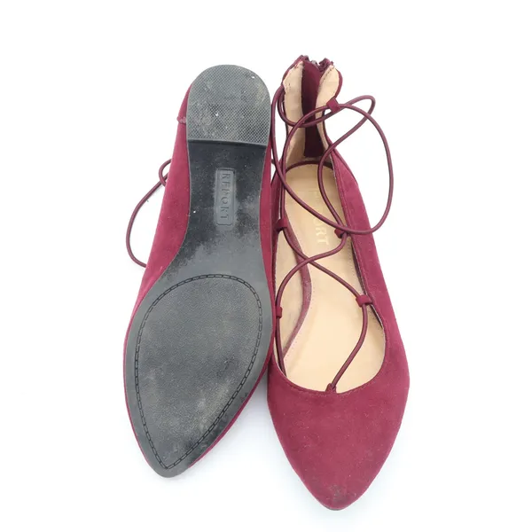 Report Flats Womens 7.5 Bell Burgundy Lace Up Pointed Toe Faux Suede Excellent - Image 5