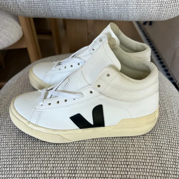 Veja Minotaur High Top Sneakers in Black and White - Image 4