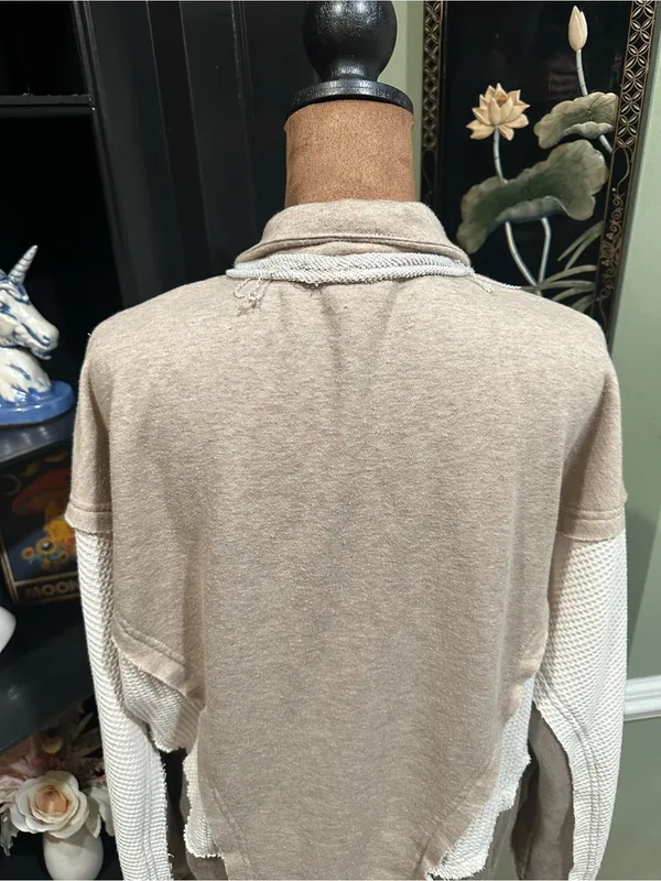 BKE Pieced Henley Pullover – Heathered Waffle Knit – Size Medium - Image 10