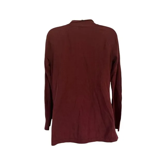 A.N.A. A New Approach Womens Burgundy Open Front Ribbed Cardigan Size Small - Image 3
