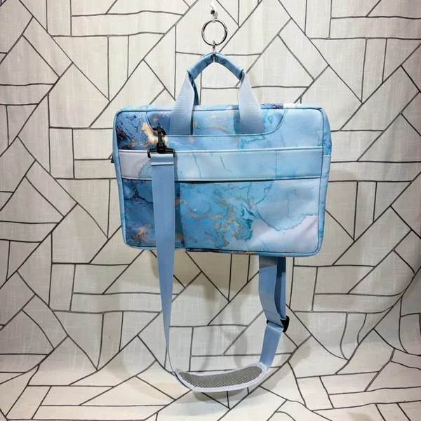 Mosiso Laptop Bag 13-14 inch Blue Marble Shoulder Messenger Briefcase‎ Case - Image 2