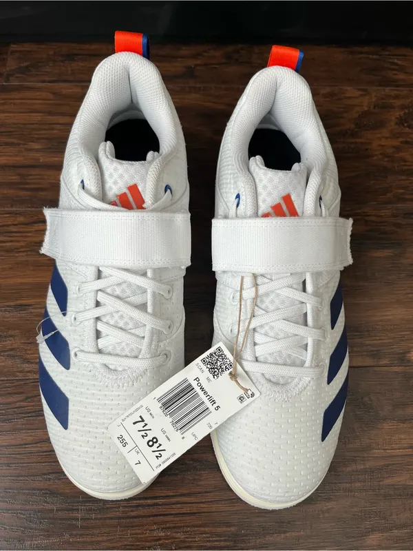 Adidas powerlift 5 weightlifting shoes white blue NEW 8.5 - Image 4
