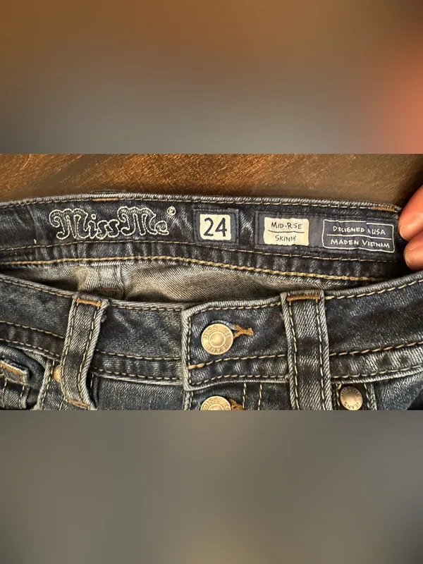 Miss Me Mid-Rise Skinny Dark Blue Jeans-Size 24 (Measures 25x28) - Image 7