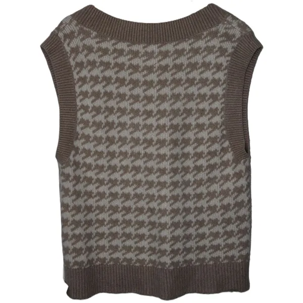 Abercrombie & Fitch Beige White Knit Sleeveless V-Neck Sweater Vest Size Large L - Image 2