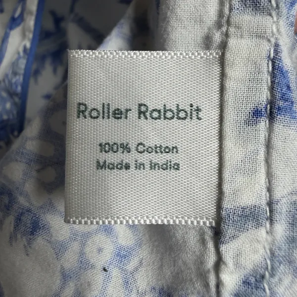 Roller‎ Rabbit Amanda Blue 100% Cotton Pajama Top M Block Print Coastal Boho - Image 9