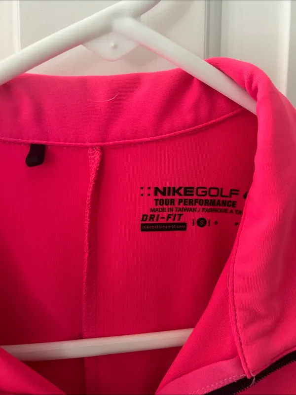 Nike Women's Hot Pink Short Sleeve Quarter-Zip Polo - Image 2