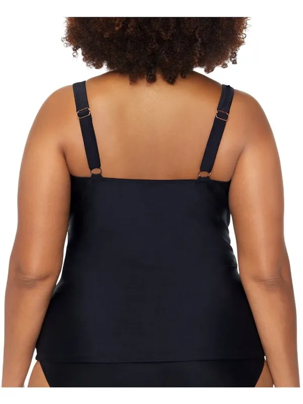 NWT Raisins Sweetheart Ruched Tankini Swim Top with Adjustable Straps Black 18W - Image 2