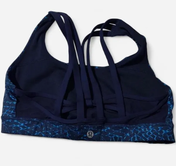 Lululemon Pure Practice Bra Blue Samba Snake Strappy Sports Bra Size 8 - Image 4