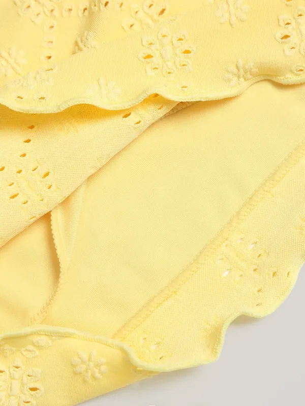 Samiol Yellow Wave Cut Tie Front Tankini Set Size XL - Image 8