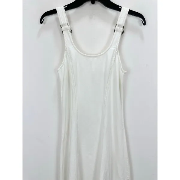 Madewell Denim Scoopneck Midi Dress Pure White Wash A Line Minimalist XXS NWT - Image 9
