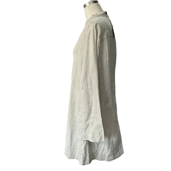 NWT Tuckernuck Tatum Linen Dress Small Beige Natural Shift Mini Long Sleeve - Image 5
