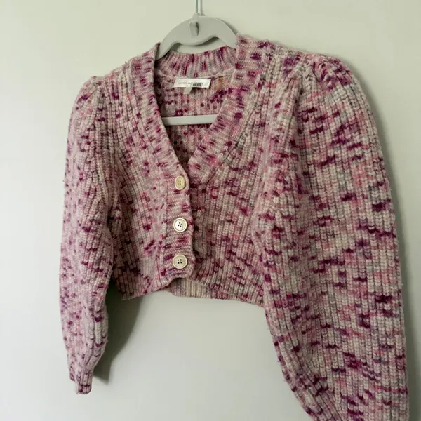 LoveShackFancy Avignon Crop Berry Medley Barbie Coquette Puff Sleeve Cardigan M - Image 4