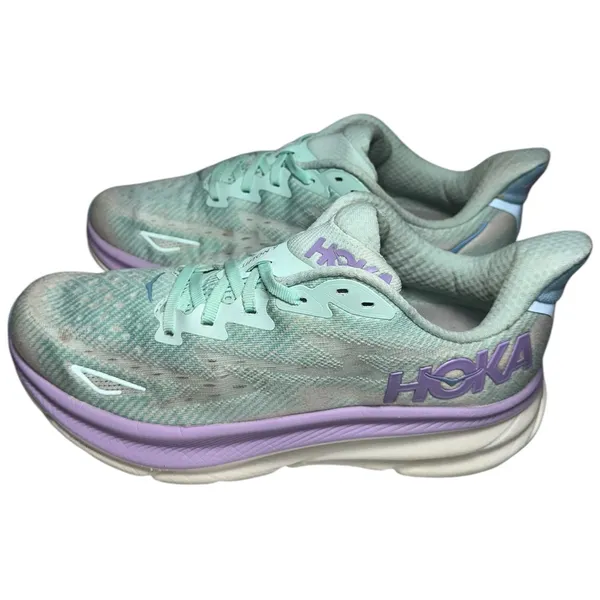 Hoka One One Women’s 8.5 B Seafoam Green Purple Clifton 9 Running Shoes Sneakers - Image 5