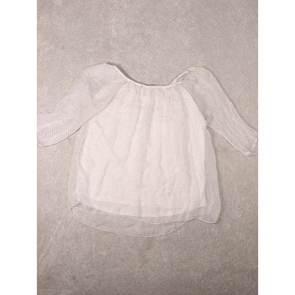 Viola Borghi Women's Made In Italy Lined Silk White‎ Polka Dot Top Size Small - Image 3