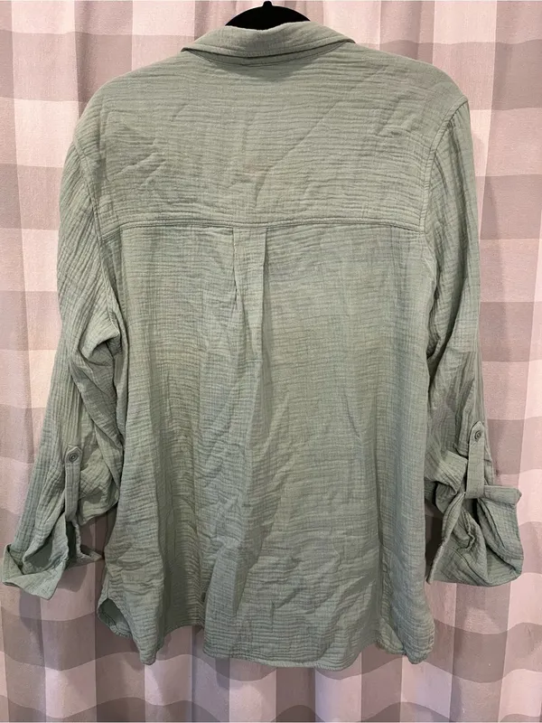 Anne Klein Light Sage Green Gauze Button-Down Shirt - Image 5