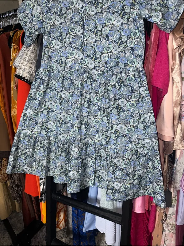 Hyacinth House Ellie Blue Multi Floral Zip Front Mini Dress Womens XS EUC - Image 6