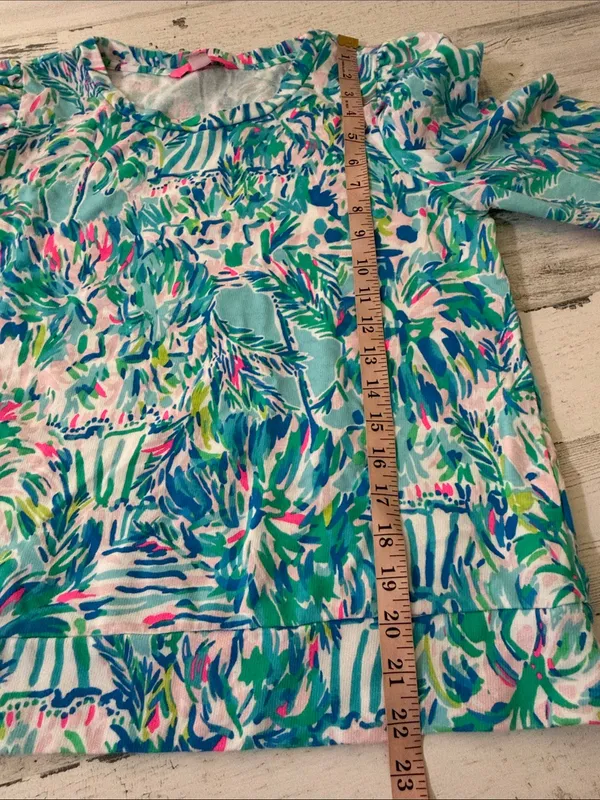 Lilly Pulitzer Jansen Lightweight Sweatshirt Blue Ibiza Cabana Cocktail - Image 10