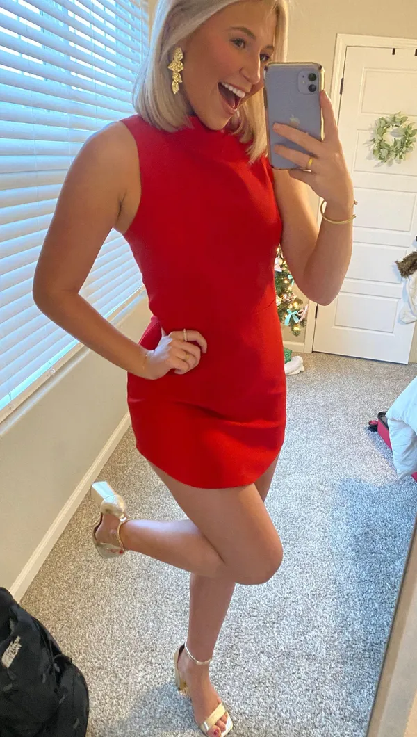 Olivaceous Red Mini Dress - Image 2