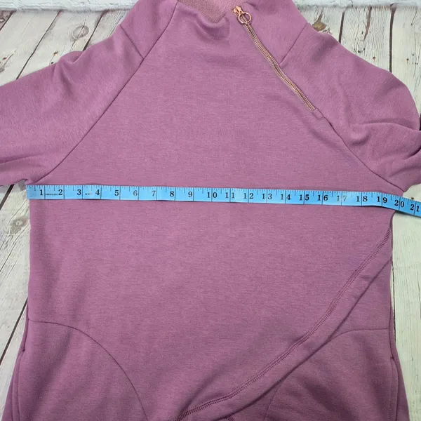 Earth Yoga M Organic Cotton Blend Purple‎ Asymmetrical Zip Pullover Sweatshirt - Image 8