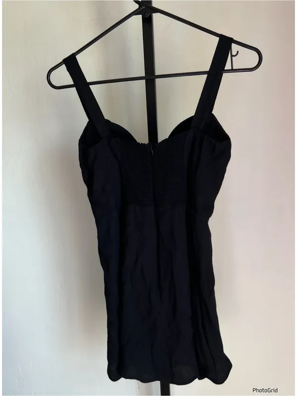 Reformation Black V Neck Mini Dress - Image 2