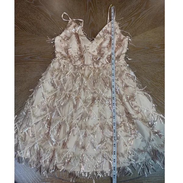 Showpo NWT Khrizza Sequin Gathered Mini Dress Gold Size 2 Eras Tour Taylor Swift - Image 9