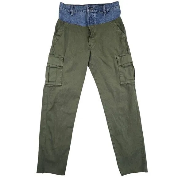 Hudson -1169 Women's Green‎ Cargo High Rise Denim Waist Trousers Pants Size 25 - Image 2