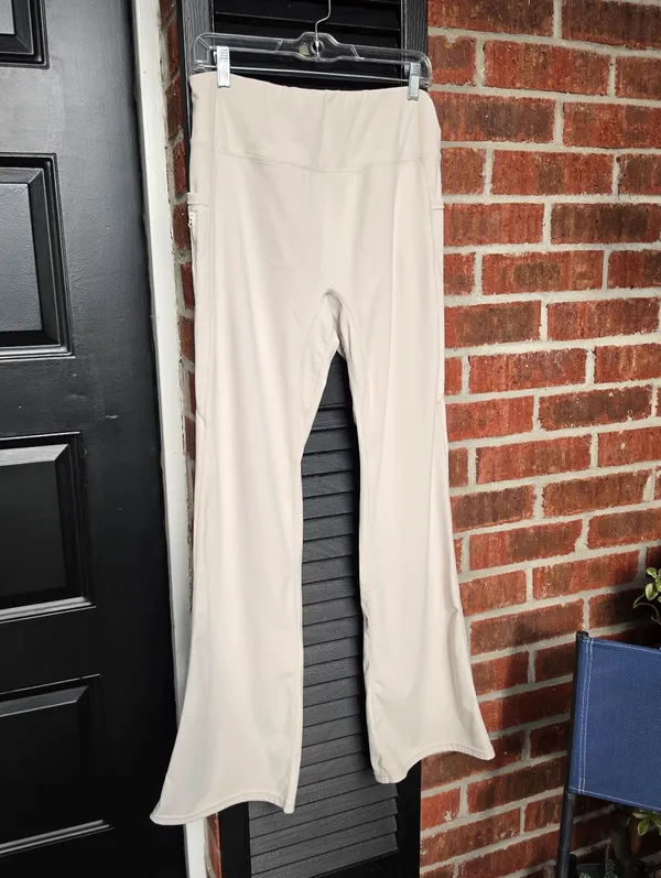 Flared Cream Active Pants With Side Pockets And Zip XXL - Image 2