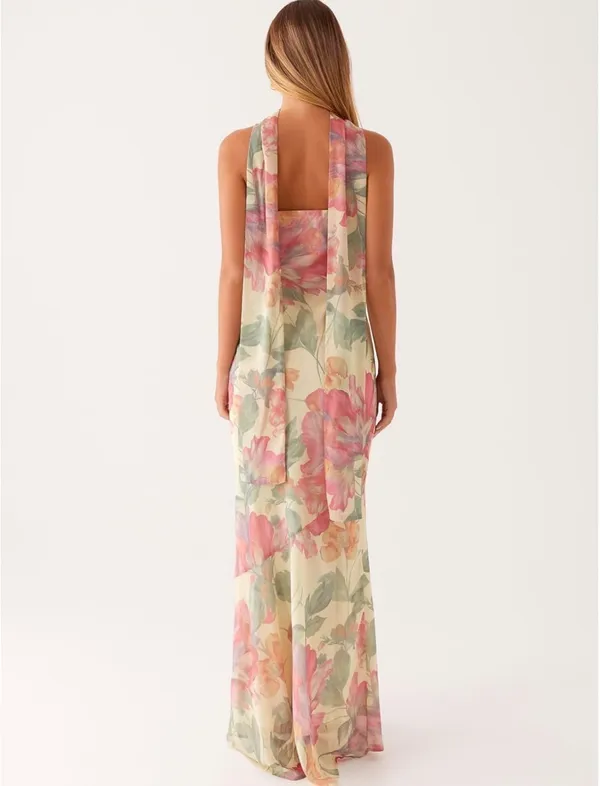Floral Dress with Scarf Multiple Size M - Image 2