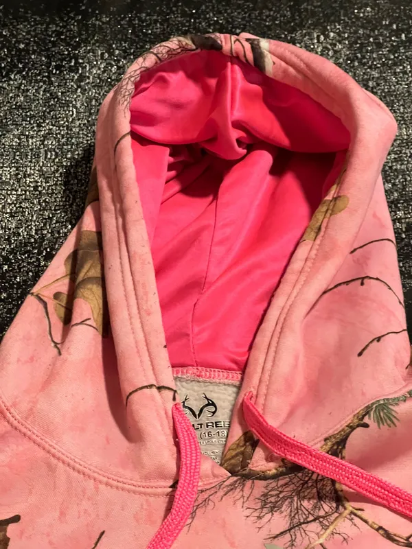 Womens XL16/18 Realtree Pink Camo Performance Pullover Fleece Hoodie - Image 6