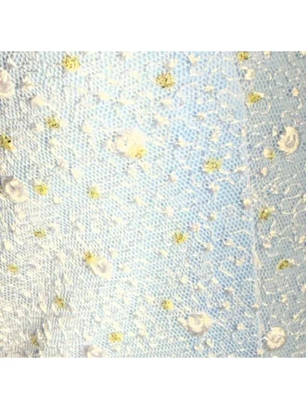 Vintage Beaded Floral Appliqués Peasant Dress Blue XL - Image 14