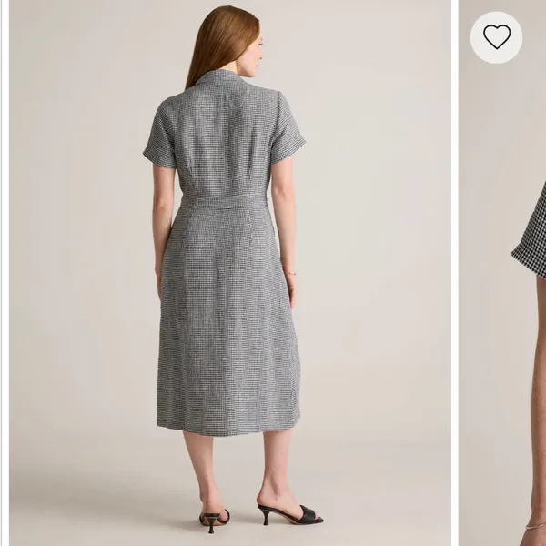 Quince Black and White Gingham Button-Front Midi Dress - Image 12