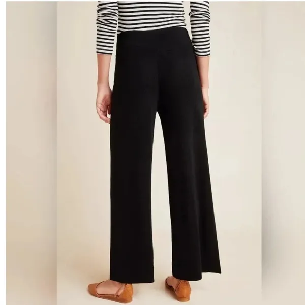 Moth by Anthropologie Black Wide Leg Knit Pants Tie Waist Size S - Image 2