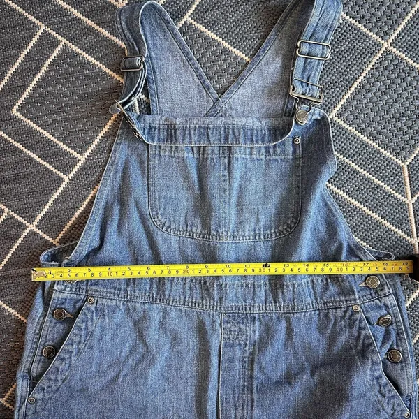 Vintage 90's Crazy Horse Liz Claiborne Women's Denim Overalls Crop Raw Hem Blue - Image 3