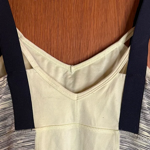 Lucy Black and Yellow Fitted Sleeveless Tank Top with Built in Shelf Bra - Image 4