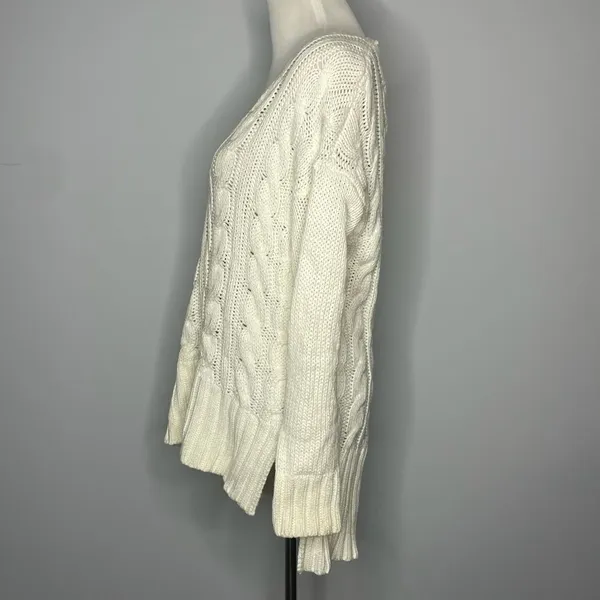 Forever 21- Off White V-Neck Cable Knit Sweater - Image 2